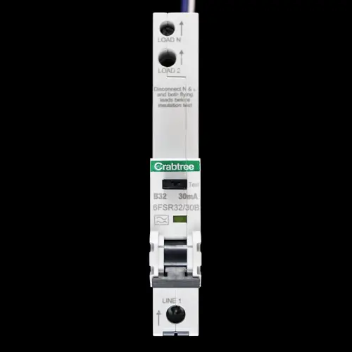 CRABTREE 32 AMP CURVE B 6kA 30mA RCBO TYPE A 6FSR32/30B LOADSTAR